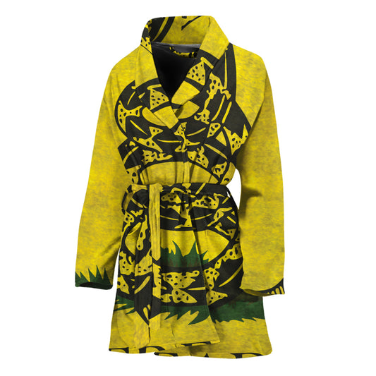 Grunge Gadsden Flag Print Women's Bathrobe