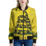 Grunge Gadsden Flag Print Women's Bomber Jacket