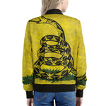 Grunge Gadsden Flag Print Women's Bomber Jacket