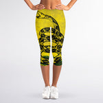 Grunge Gadsden Flag Print Women's Capri Leggings