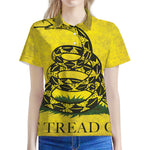 Grunge Gadsden Flag Print Women's Polo Shirt