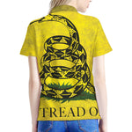 Grunge Gadsden Flag Print Women's Polo Shirt