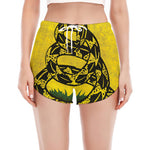 Grunge Gadsden Flag Print Women's Split Running Shorts