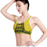 Grunge Gadsden Flag Print Women's Sports Bra