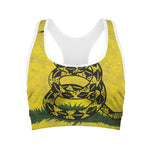 Grunge Gadsden Flag Print Women's Sports Bra
