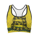 Grunge Gadsden Flag Print Women's Sports Bra