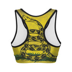 Grunge Gadsden Flag Print Women's Sports Bra