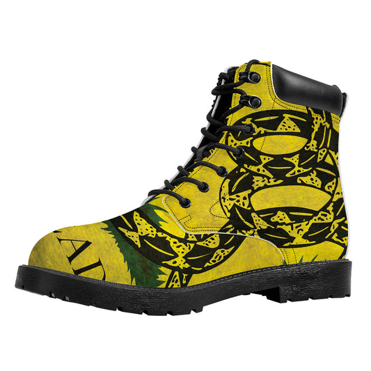 Grunge Gadsden Flag Print Work Boots
