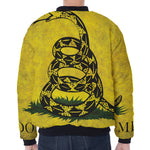 Grunge Gadsden Flag Print Zip Sleeve Bomber Jacket