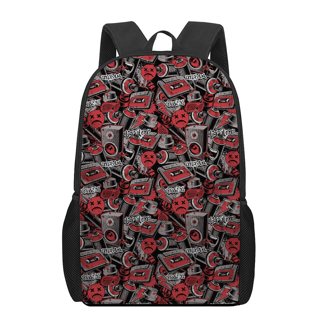 Grunge Graffiti Pattern Print 17 Inch Backpack