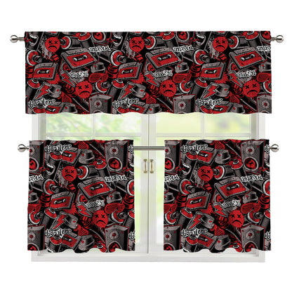 Grunge Graffiti Pattern Print 3 Piece Kitchen Curtains