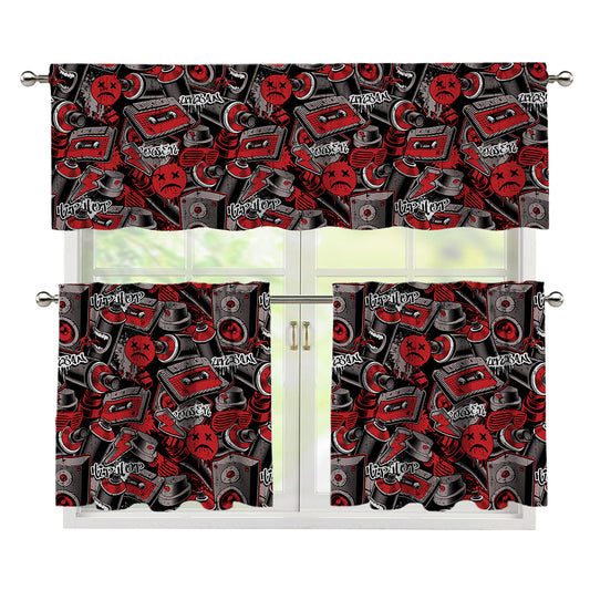 Grunge Graffiti Pattern Print 3 Piece Kitchen Curtains