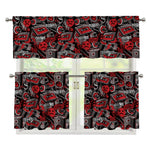 Grunge Graffiti Pattern Print 3 Piece Kitchen Curtains