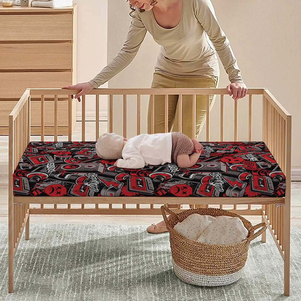 Grunge Graffiti Pattern Print Baby Crib Sheet