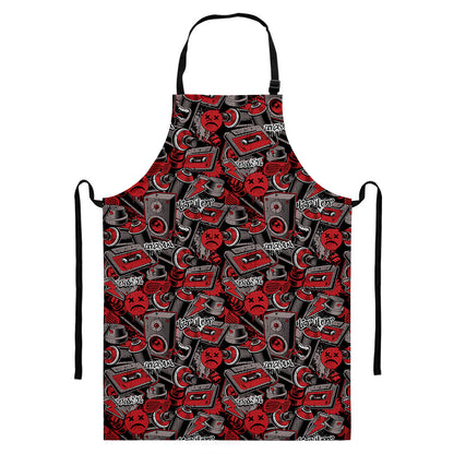 Grunge Graffiti Pattern Print Bib Apron With Pocket