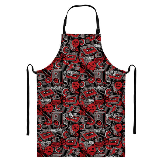 Grunge Graffiti Pattern Print Bib Apron With Pocket