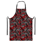 Grunge Graffiti Pattern Print Bib Apron With Pocket