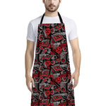 Grunge Graffiti Pattern Print Bib Apron With Pocket
