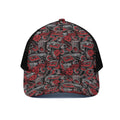 Grunge Graffiti Pattern Print Black Mesh Trucker Hat