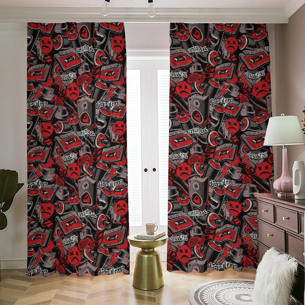 Grunge Graffiti Pattern Print Blackout Pencil Pleat Curtains