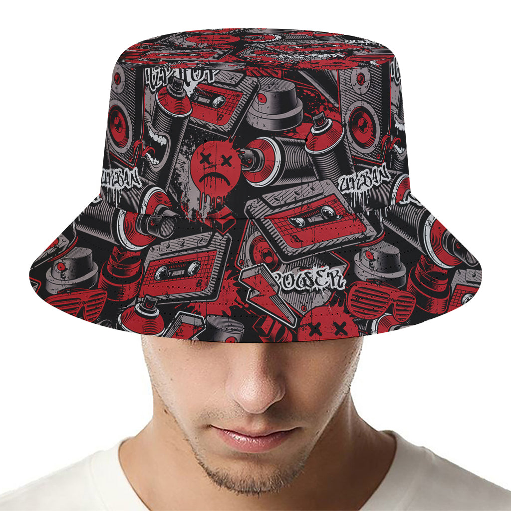 Grunge Graffiti Pattern Print Bucket Hat