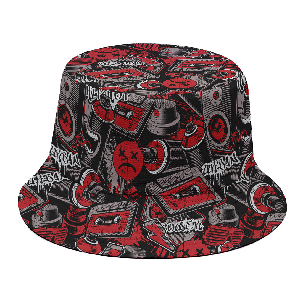 Grunge Graffiti Pattern Print Bucket Hat