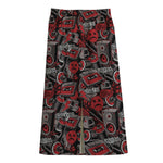 Grunge Graffiti Pattern Print Cotton Front Slit Maxi Skirt