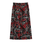 Grunge Graffiti Pattern Print Cotton Front Slit Maxi Skirt