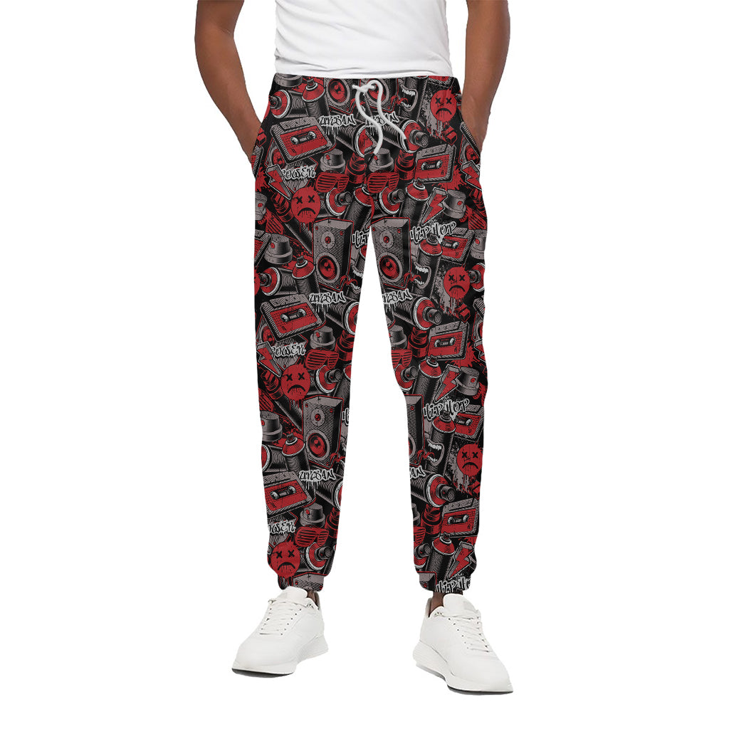 Grunge Graffiti Pattern Print Cotton Pants