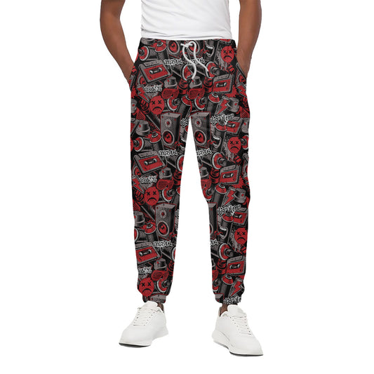 Grunge Graffiti Pattern Print Cotton Pants