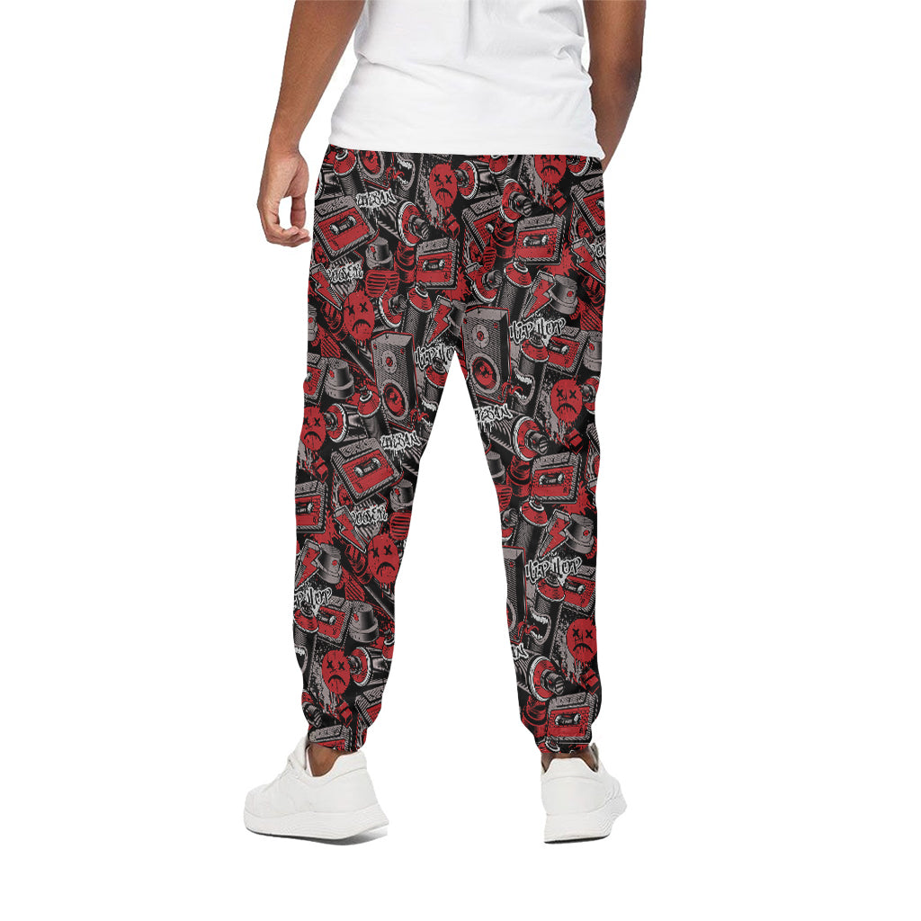 Grunge Graffiti Pattern Print Cotton Pants