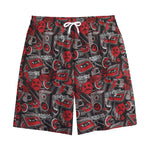 Grunge Graffiti Pattern Print Cotton Shorts