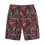 Grunge Graffiti Pattern Print Cotton Shorts