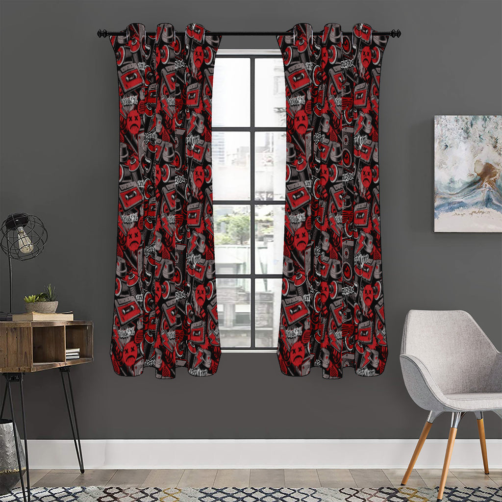 Grunge Graffiti Pattern Print Curtain
