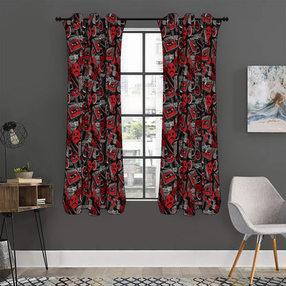 Grunge Graffiti Pattern Print Curtain