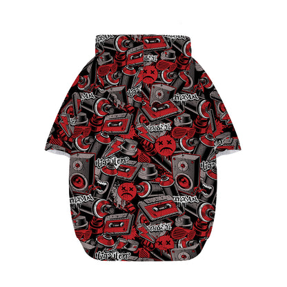 Grunge Graffiti Pattern Print Dog Zip Up Hoodie