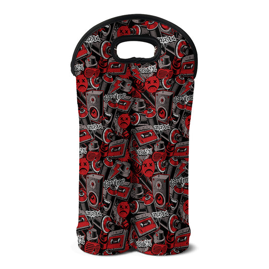 Grunge Graffiti Pattern Print Double Neoprene Wine Tote