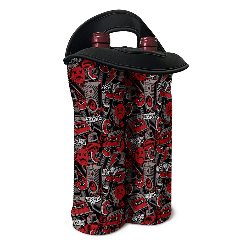 Grunge Graffiti Pattern Print Double Neoprene Wine Tote