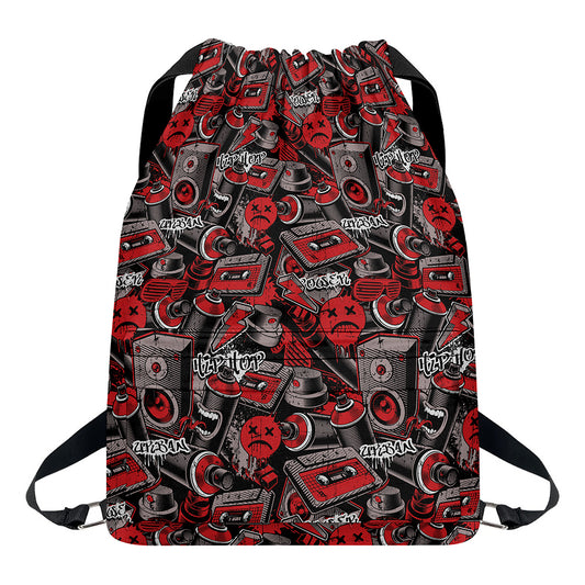Grunge Graffiti Pattern Print Drawstring Backpack