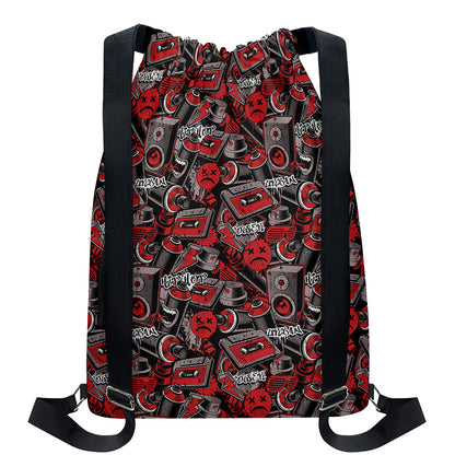 Grunge Graffiti Pattern Print Drawstring Backpack