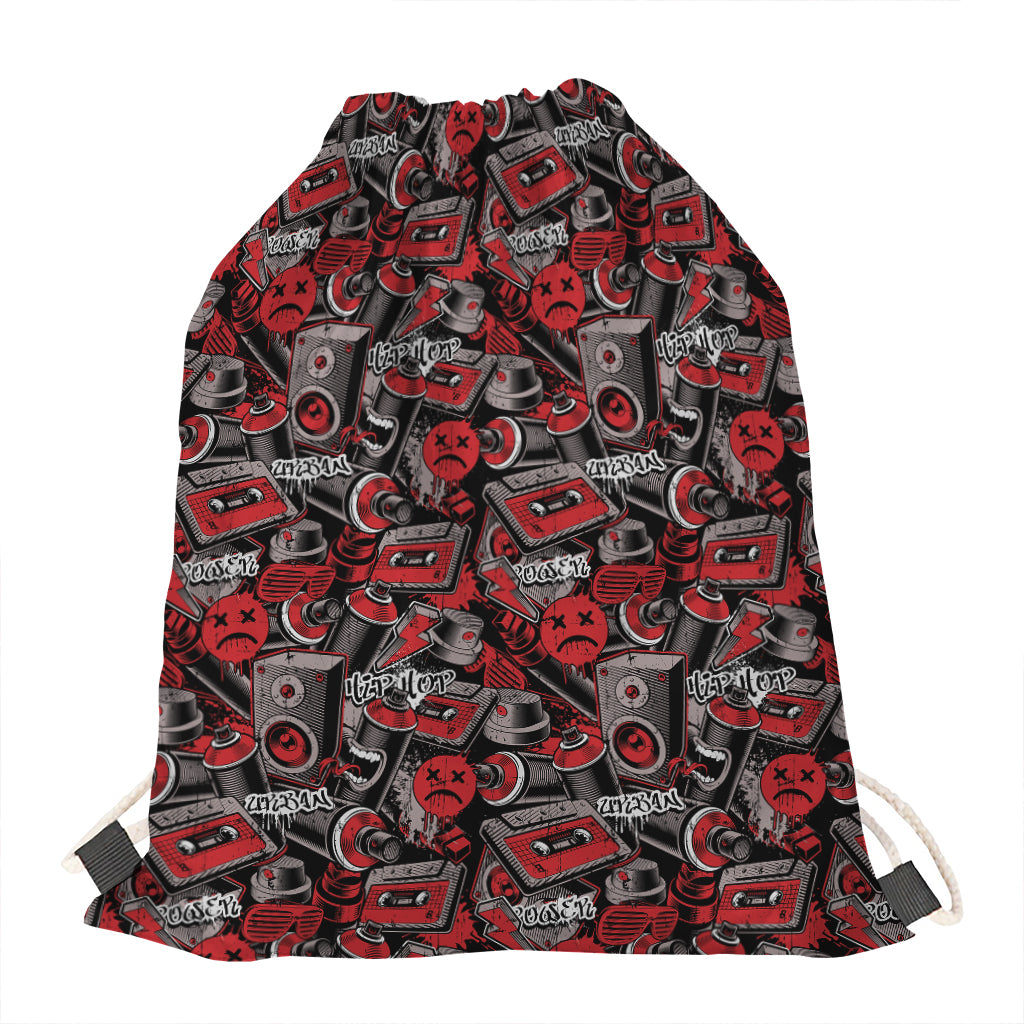 Grunge Graffiti Pattern Print Drawstring Bag