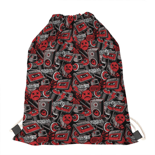 Grunge Graffiti Pattern Print Drawstring Bag