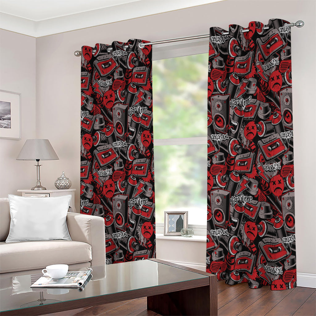 Grunge Graffiti Pattern Print Extra Wide Grommet Curtains