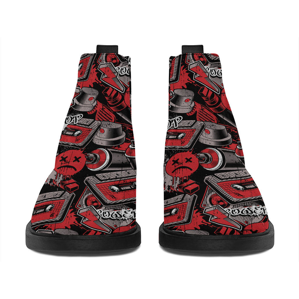 Grunge Graffiti Pattern Print Flat Ankle Boots