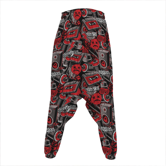 Grunge Graffiti Pattern Print Hammer Pants