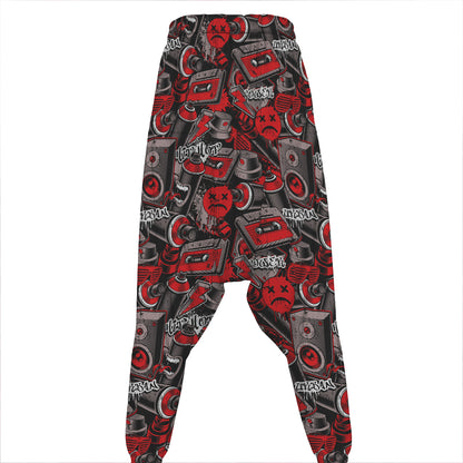Grunge Graffiti Pattern Print Hammer Pants