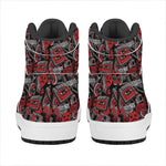 Grunge Graffiti Pattern Print High Top Leather Sneakers
