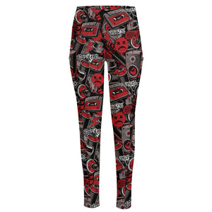 Grunge Graffiti Pattern Print High-Waisted Pocket Leggings