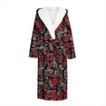 Grunge Graffiti Pattern Print Hooded Bathrobe