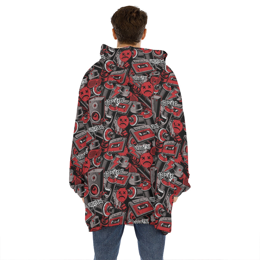 Grunge Graffiti Pattern Print Hoodie Blanket